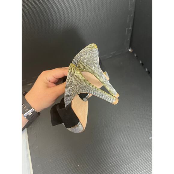 Loeffler Randall Flora Suede and Glitter Bow Mule Heels Size 8.5 B - Picture 8 of 8